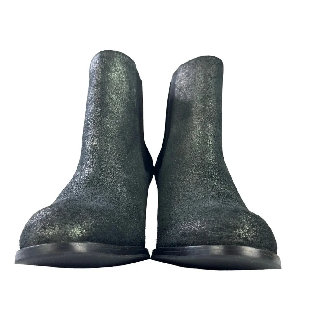 Thursday Boot Co Metallic Black Chelsea Heel Ankle Boot Western Chic Y2K Women 8
